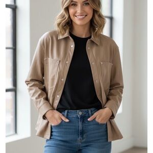 Juicy Couture Beige Faux Leather Jacket